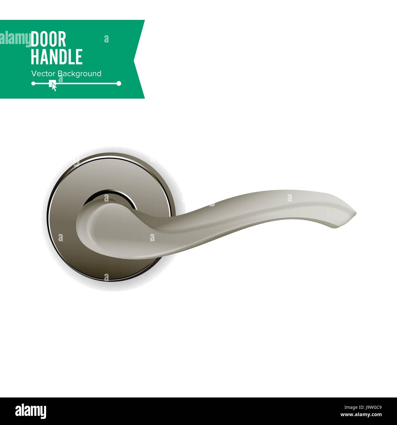 Door Handle Vector. Realistic Classic Element Isolated On White