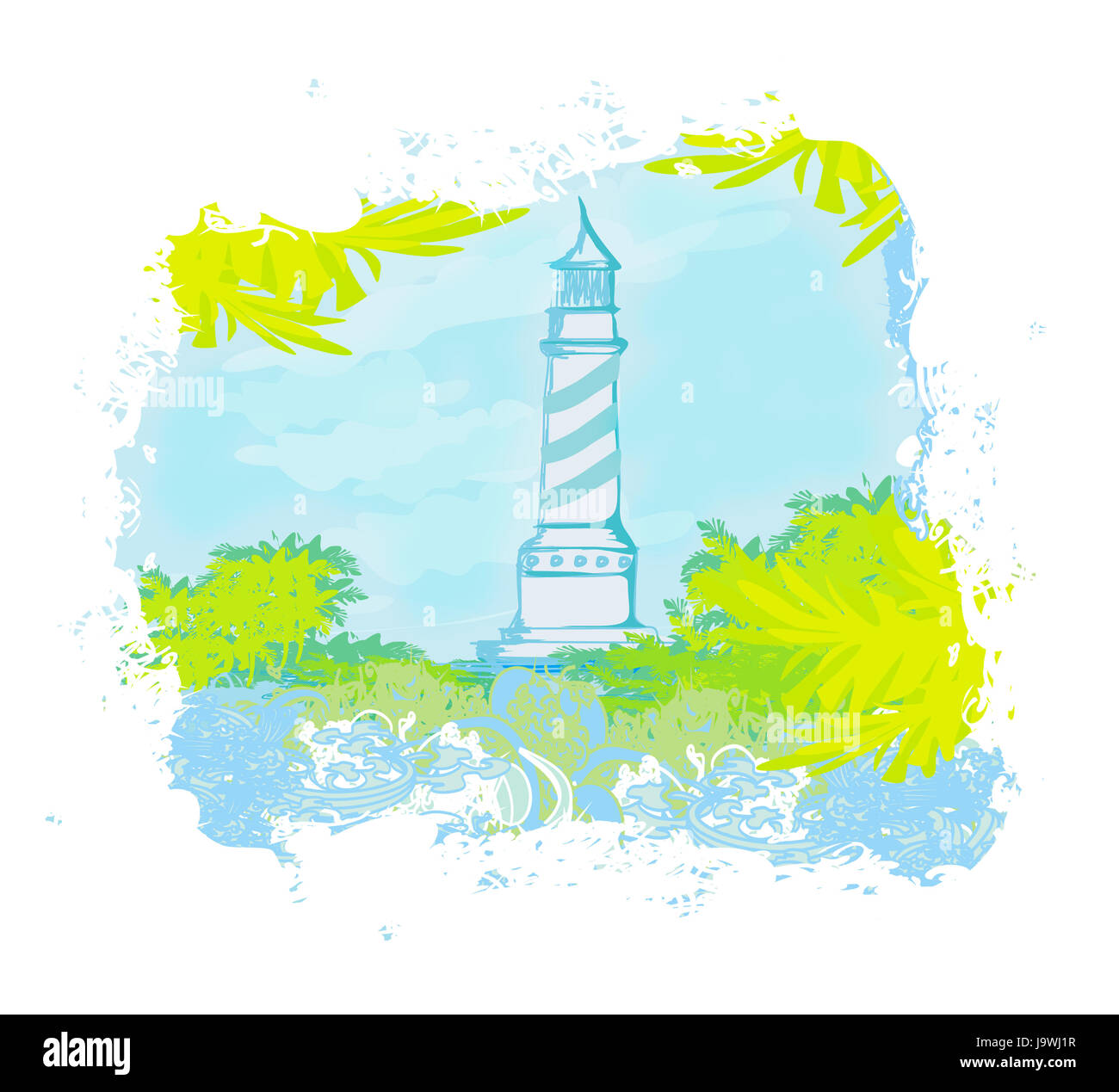 tower, navigation, poster, nautical, landscape, scenery, countryside ...
