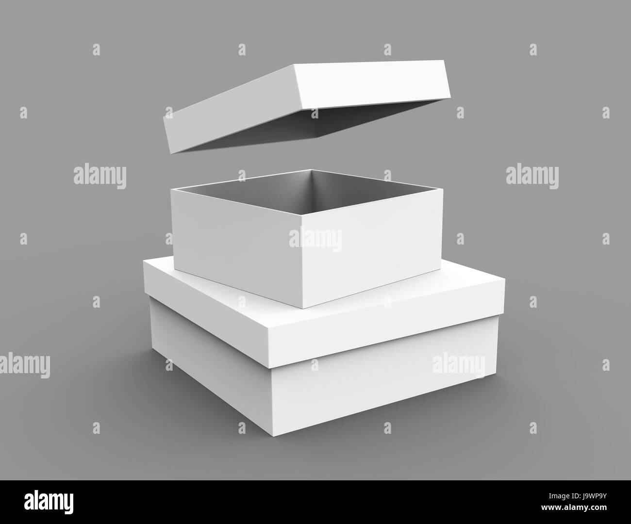 two white 3d rendering blank boxes, isolated gray background Stock ...