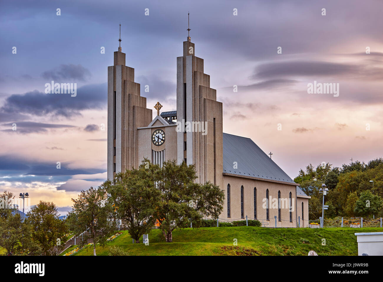 Church Akureyrarkirkja, Akureyri, Iceland Stock Photo Alamy