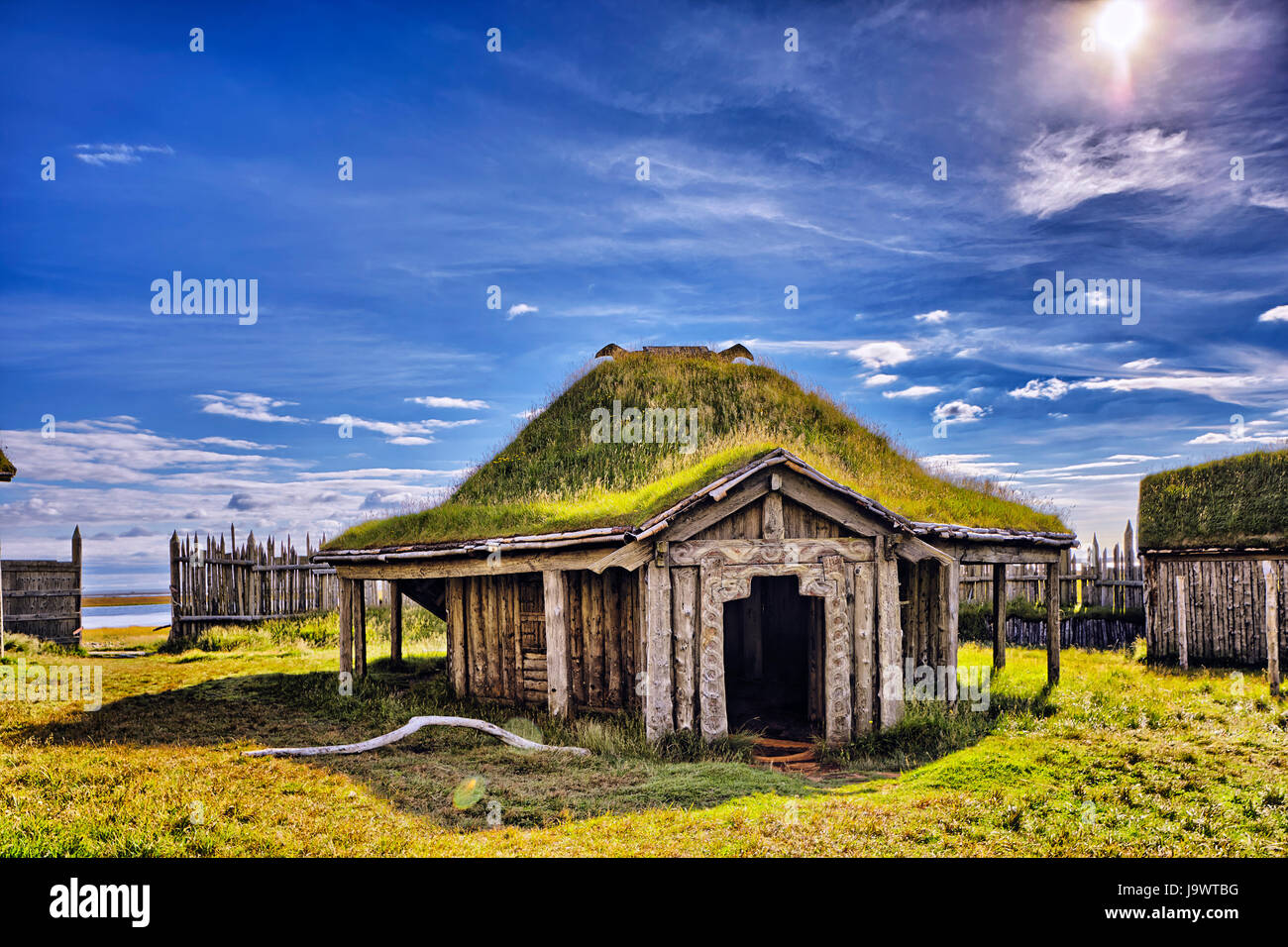 Movie set, Viking village, Höfn, Höfn í Hornafirði, Iceland Stock Photo