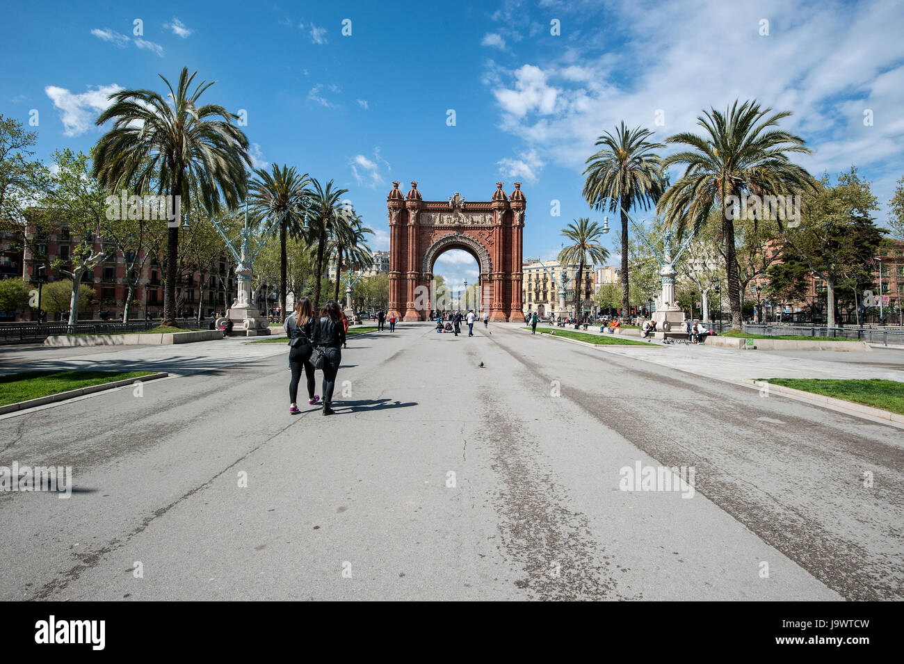Triumphal Arch, Arc de Triomf, at Passeig Lluís Companys, Eixample district, Barcelona, Spain Stock Photo