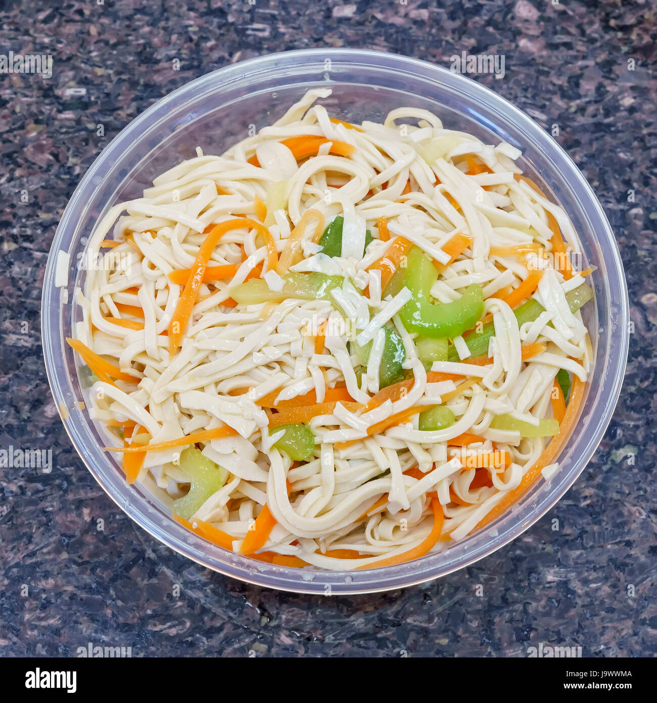Taiwanese style Bean curd strips salad with carrots, ate at Los Angeles