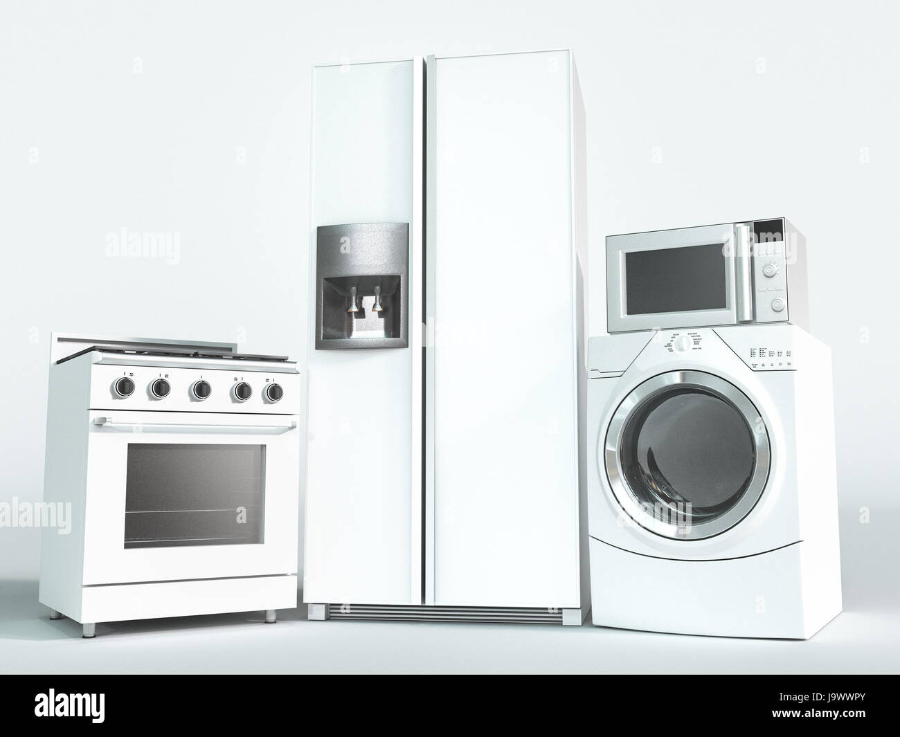 Appliances, fridge, washing machine, oven Stock Photo