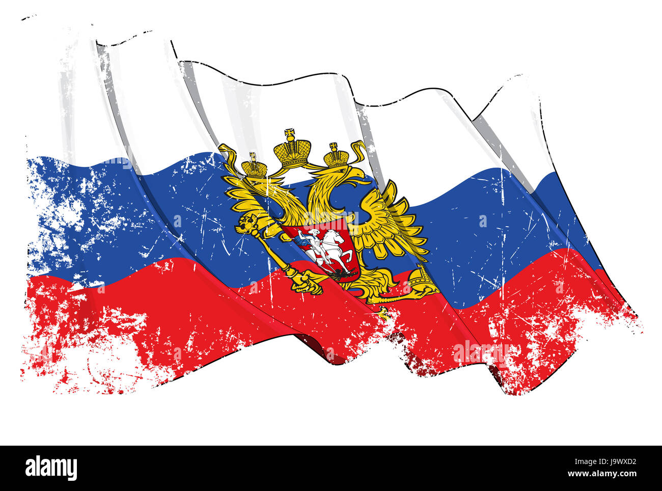 flag, russia, moscow, blue, europe, illustration, capital, flag, eagle, dirty, Stock Photo