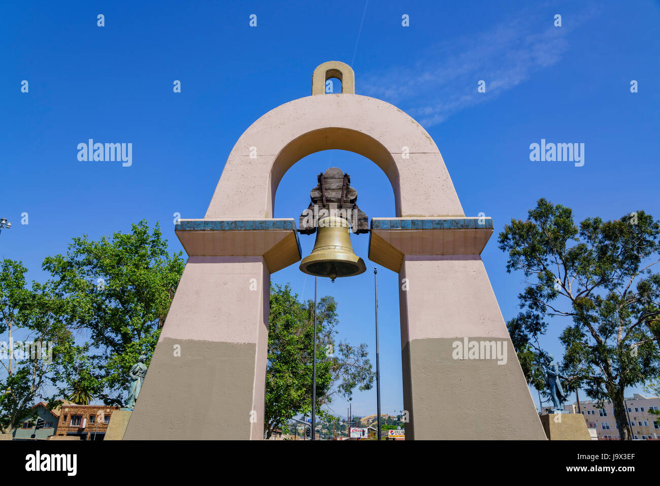 Bell tower at El Parque de Mexico Park, Los Angeles, California Stock Photo