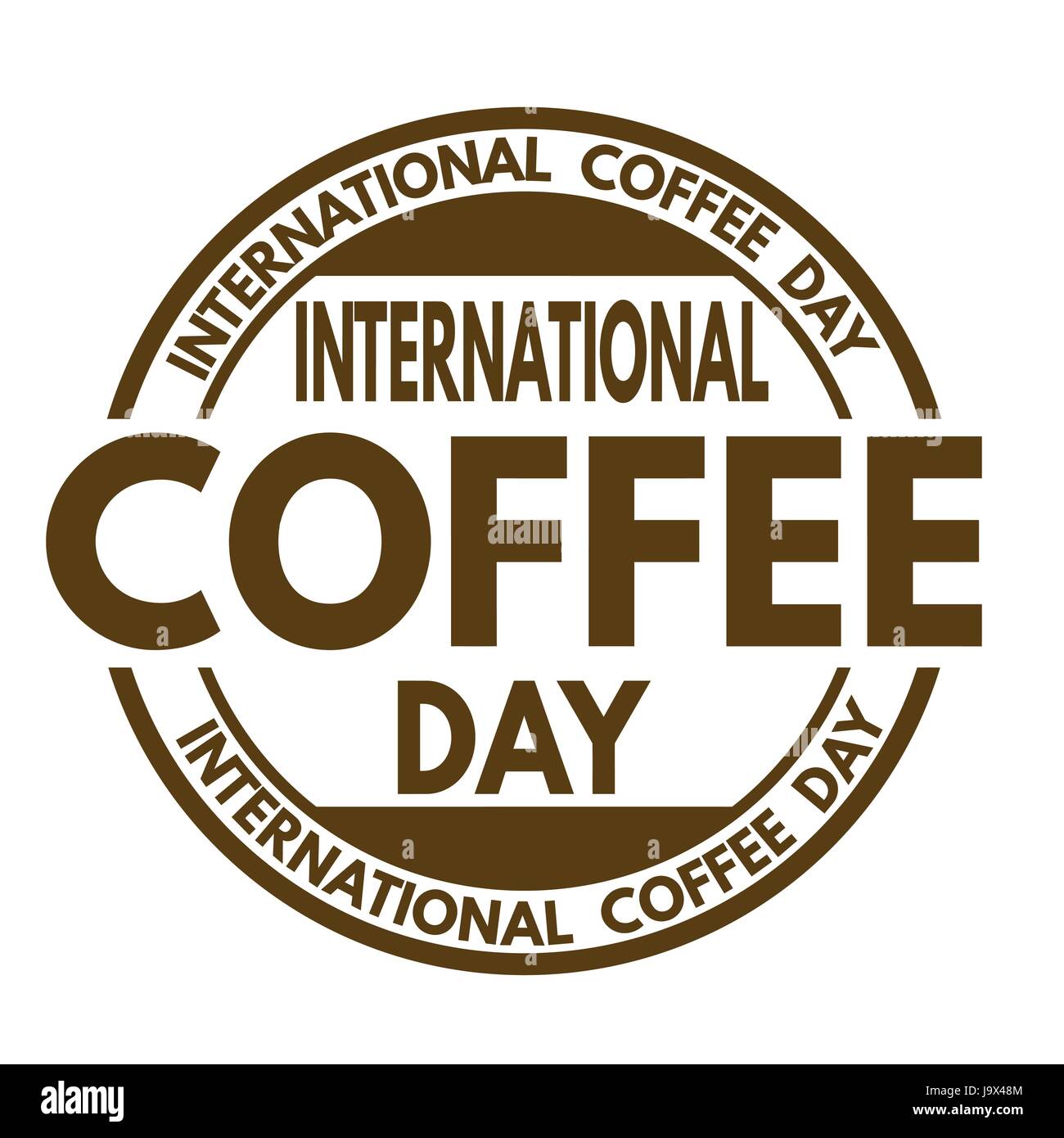 International coffee day grunge rubber stamp on white background