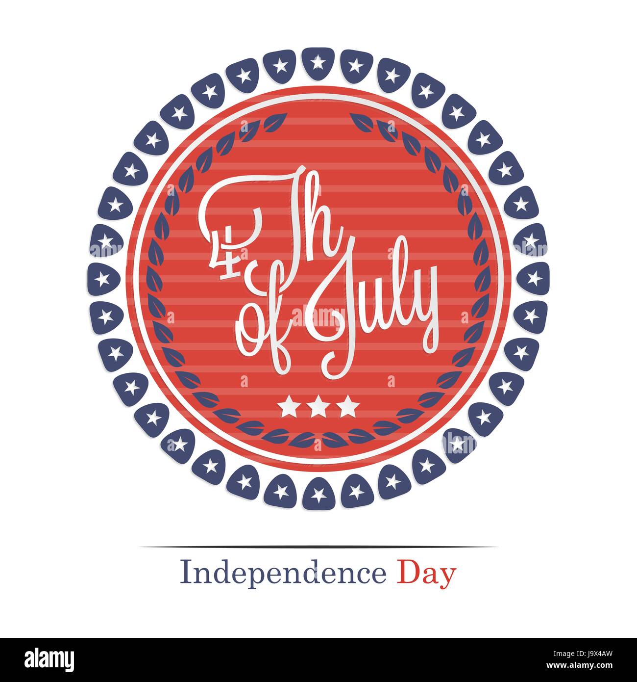 Fourth of july lettering. Happy Independence Day greeting card design template Stock Vector