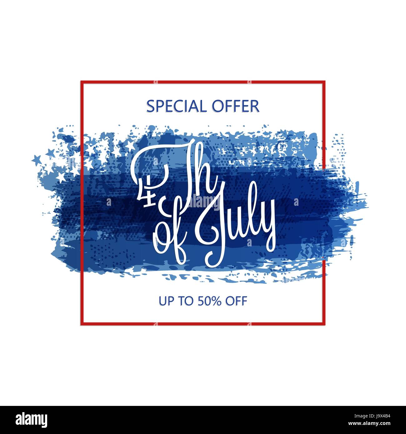 Independence day. Fourth of july abstract background with brush stroke textures for your poster, banner, invitation or greeting card design Stock Vector
