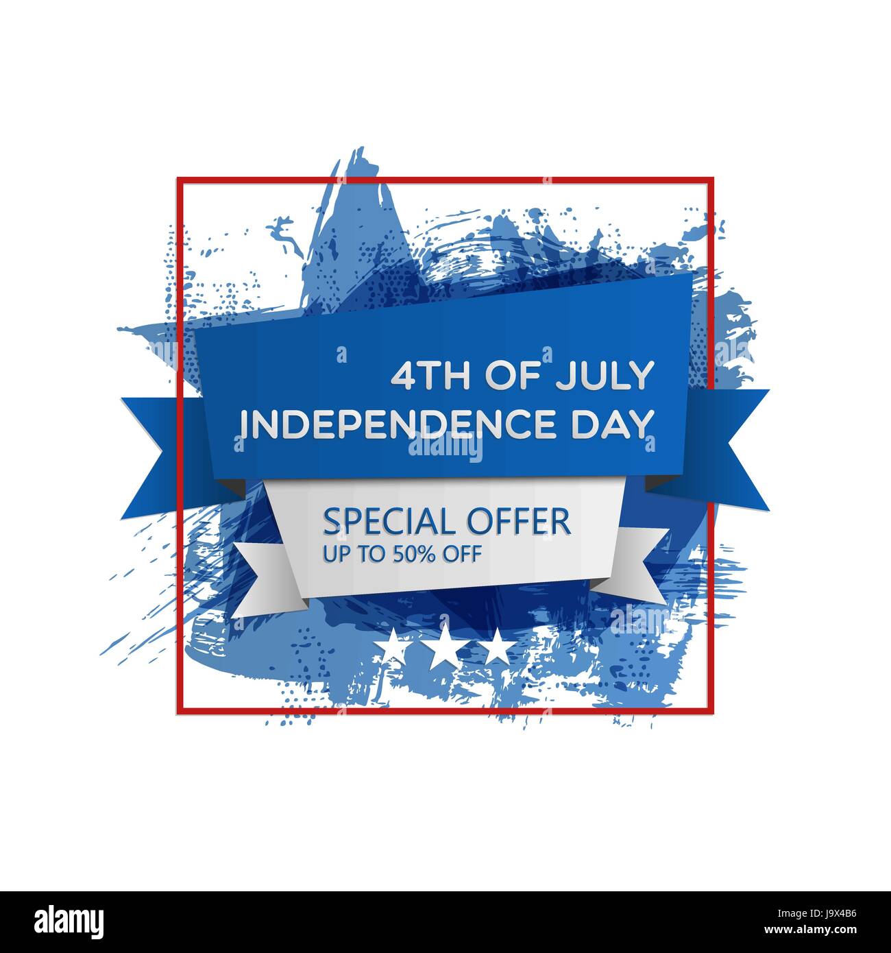 Fourth of july. Independence day abstract background with brush stroke textures for your poster, banner, invitation or greeting card design Stock Vector