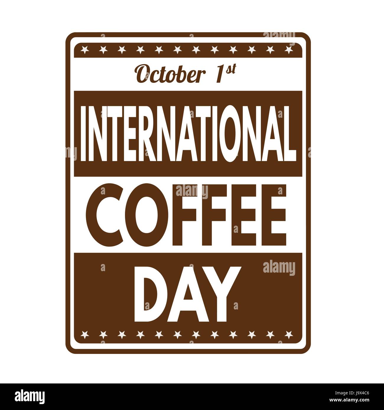 International coffee day grunge rubber stamp on white background