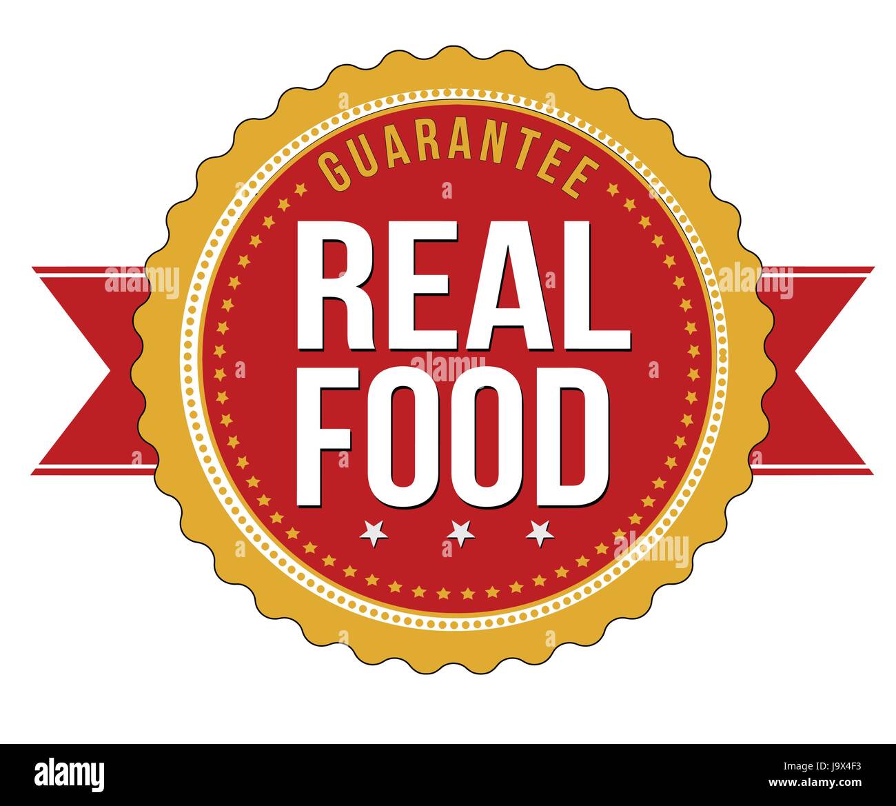 Real food label or sticker on white background, vector illustration Stock Vector