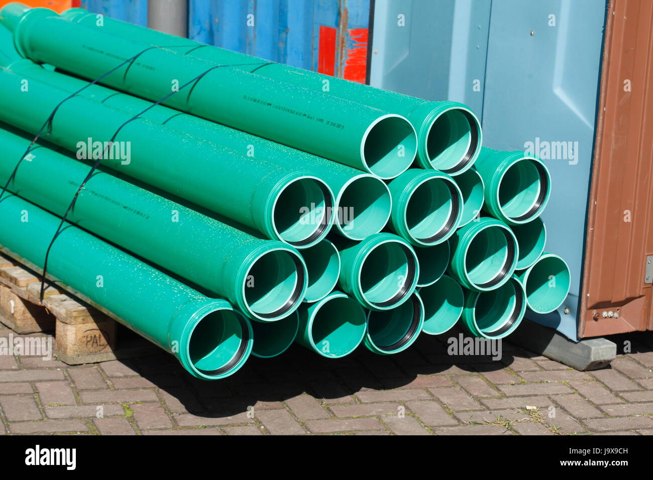 green plastic pipes Stock Photo Alamy