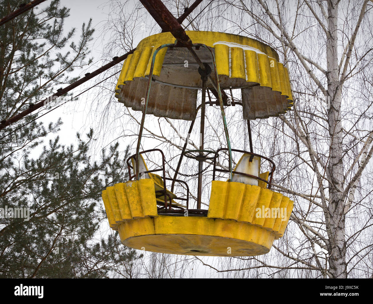 General view of Pripyat, the abandoned city near Chernobyl on March 15, 2013 in Pripyat, Ukraine. A nuclear disaster happened here after reactor nr 4 Stock Photo