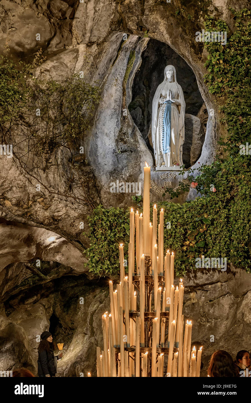 Grotto of the Virgin Immaculate Conception in Lourdes, France Stock ...
