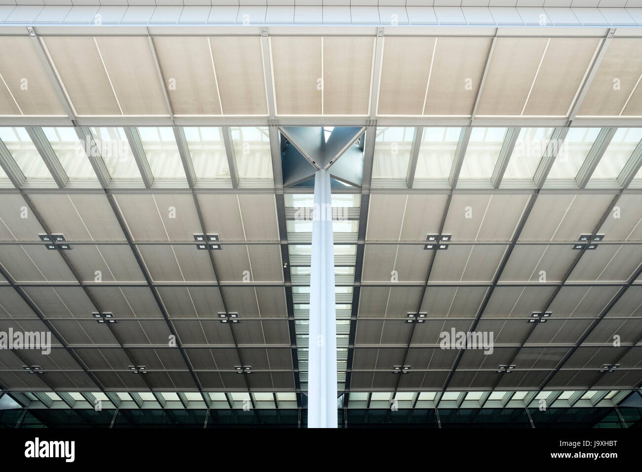 View of architectural detail on roof at Berlin Brandenburg Willi-Brandt Airport Terminal uncompleted and 7 years behind schedule in Berlin Germany Stock Photo