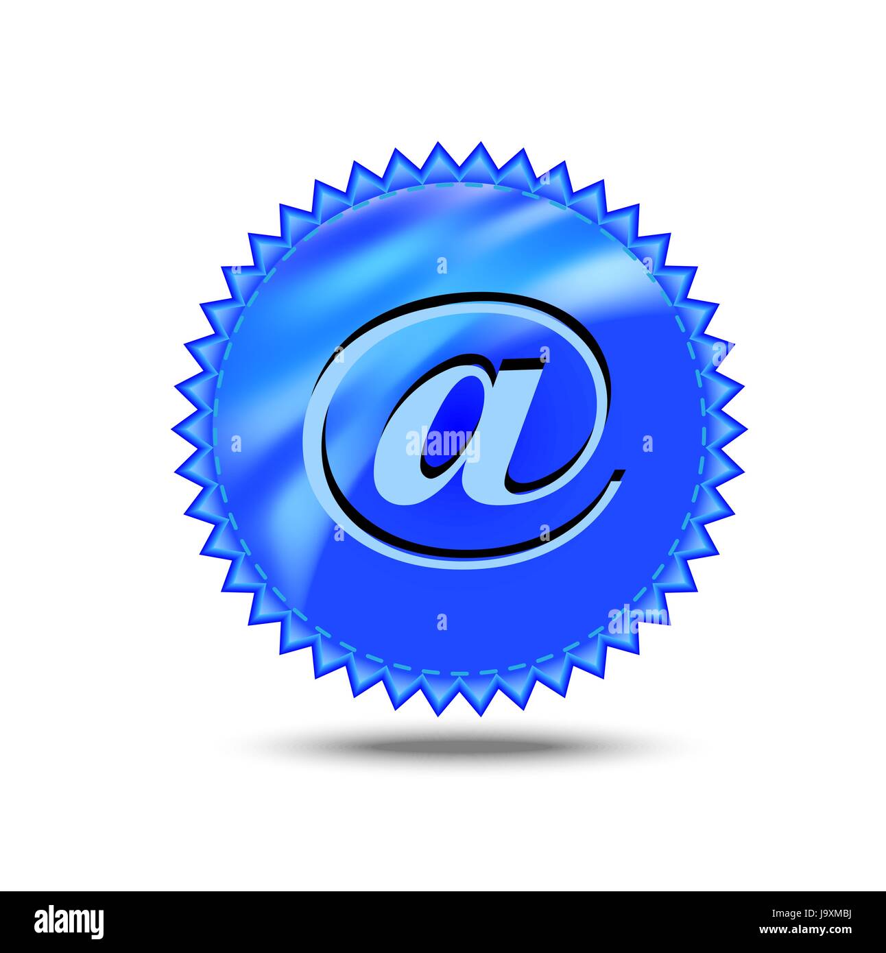 sticker of blue color with the icon of electronic letter, vector illustration Stock Vector Image
