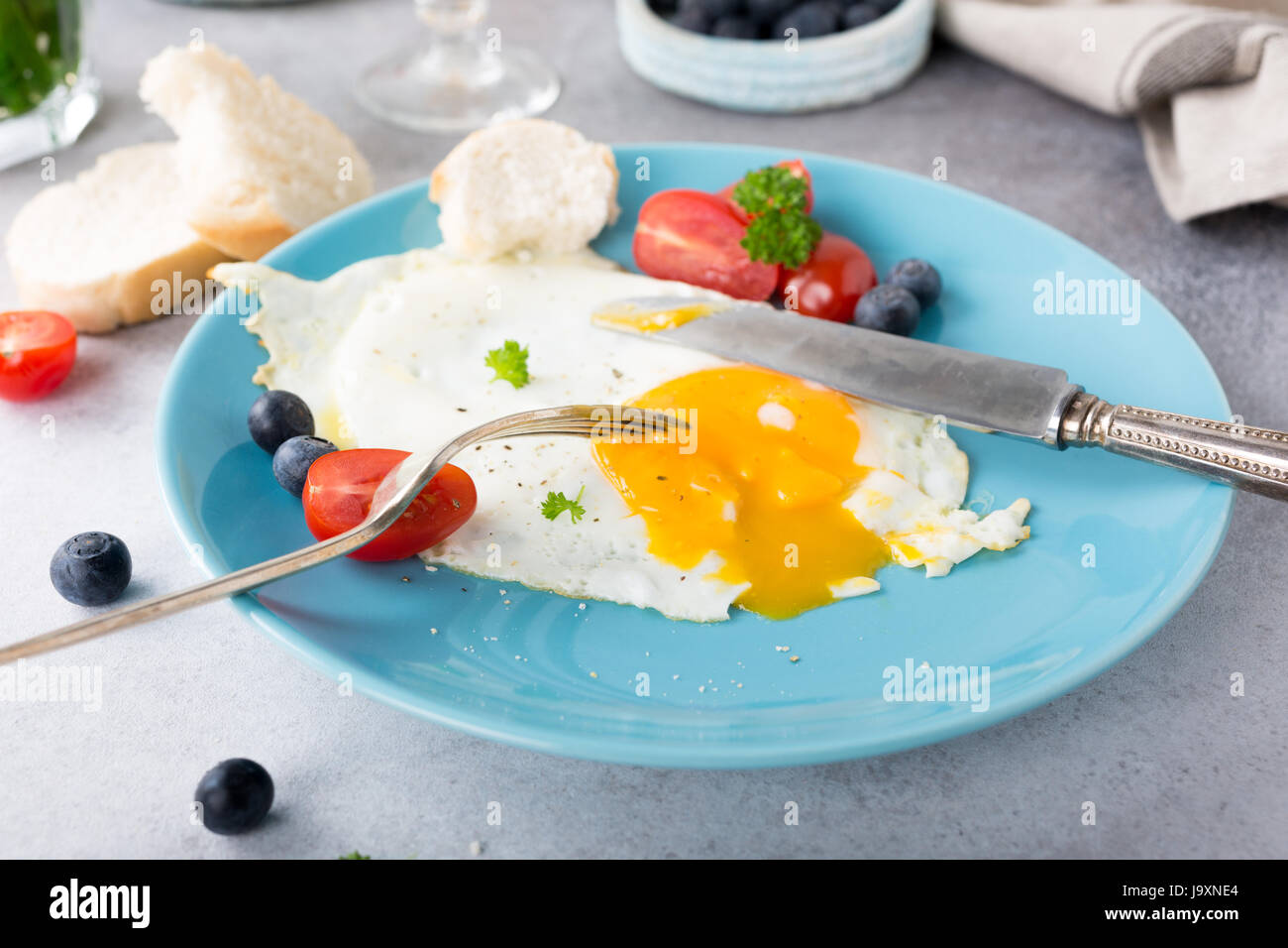 Fried egg and orange juice Stock Photo Alamy