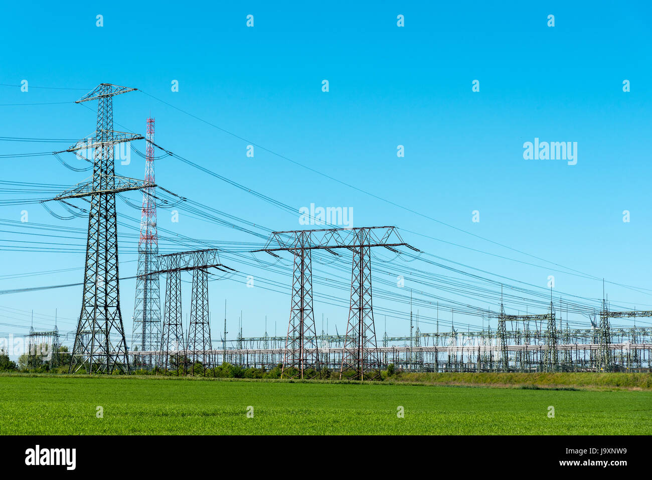 Transmission towers and relay station seen in Germany Stock Photo Alamy
