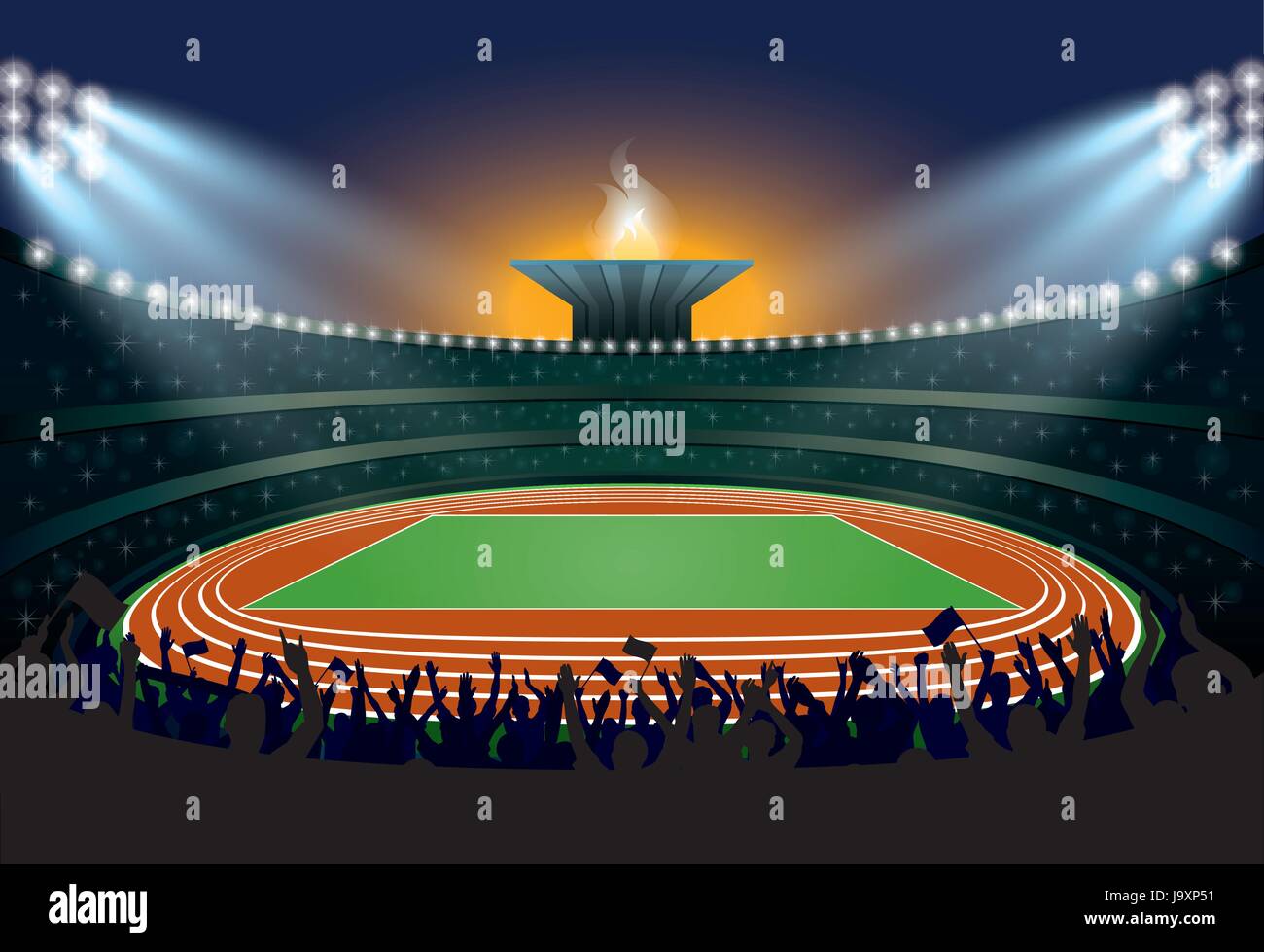 Excited Crowd of People at Athletics Stadium. Athletics Arena. Ceremony