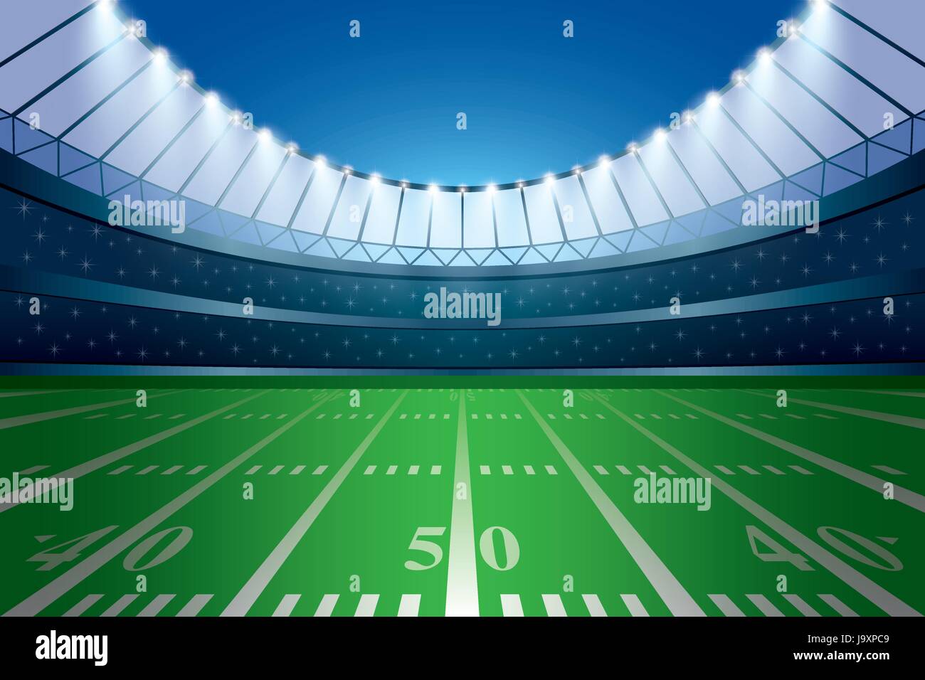 American football stadium with spotlight. Vector illustration Stock Vector  Image & Art - Alamy