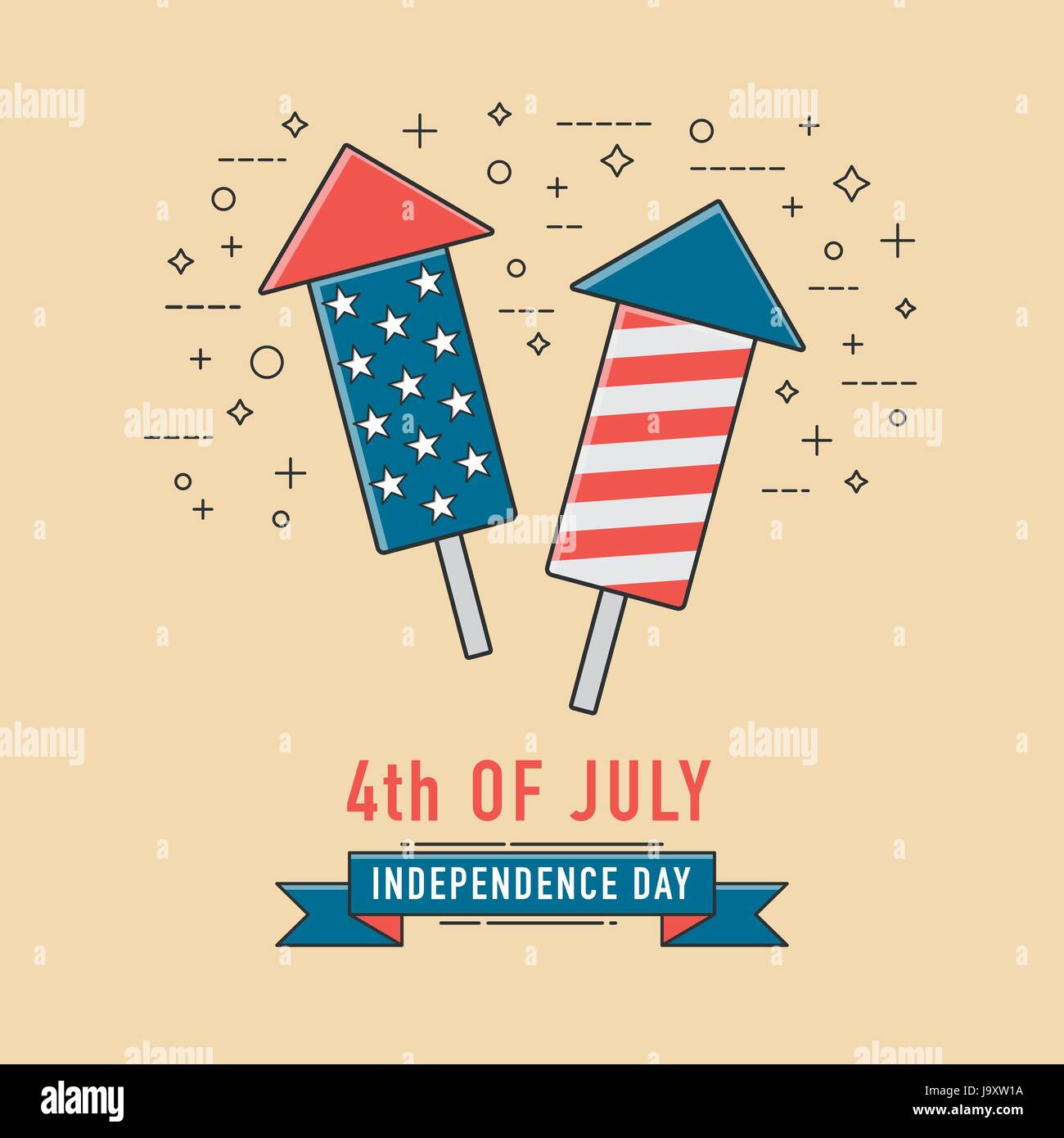4th of July celebration firework icon. American Independence Day, Line ...