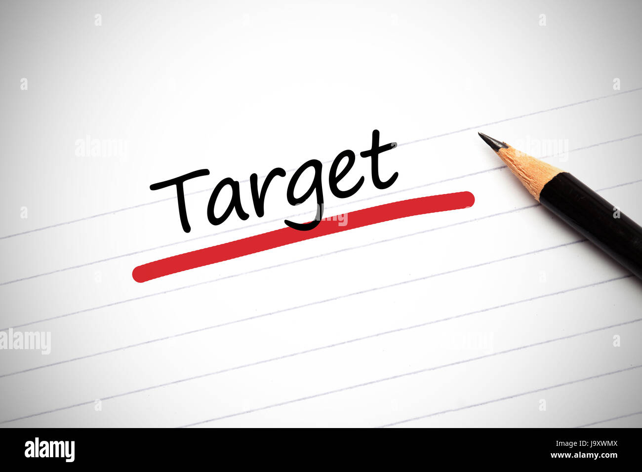 Target Letteringfor Report Target written on a notepad with a pencil and underlined in red Stock ...