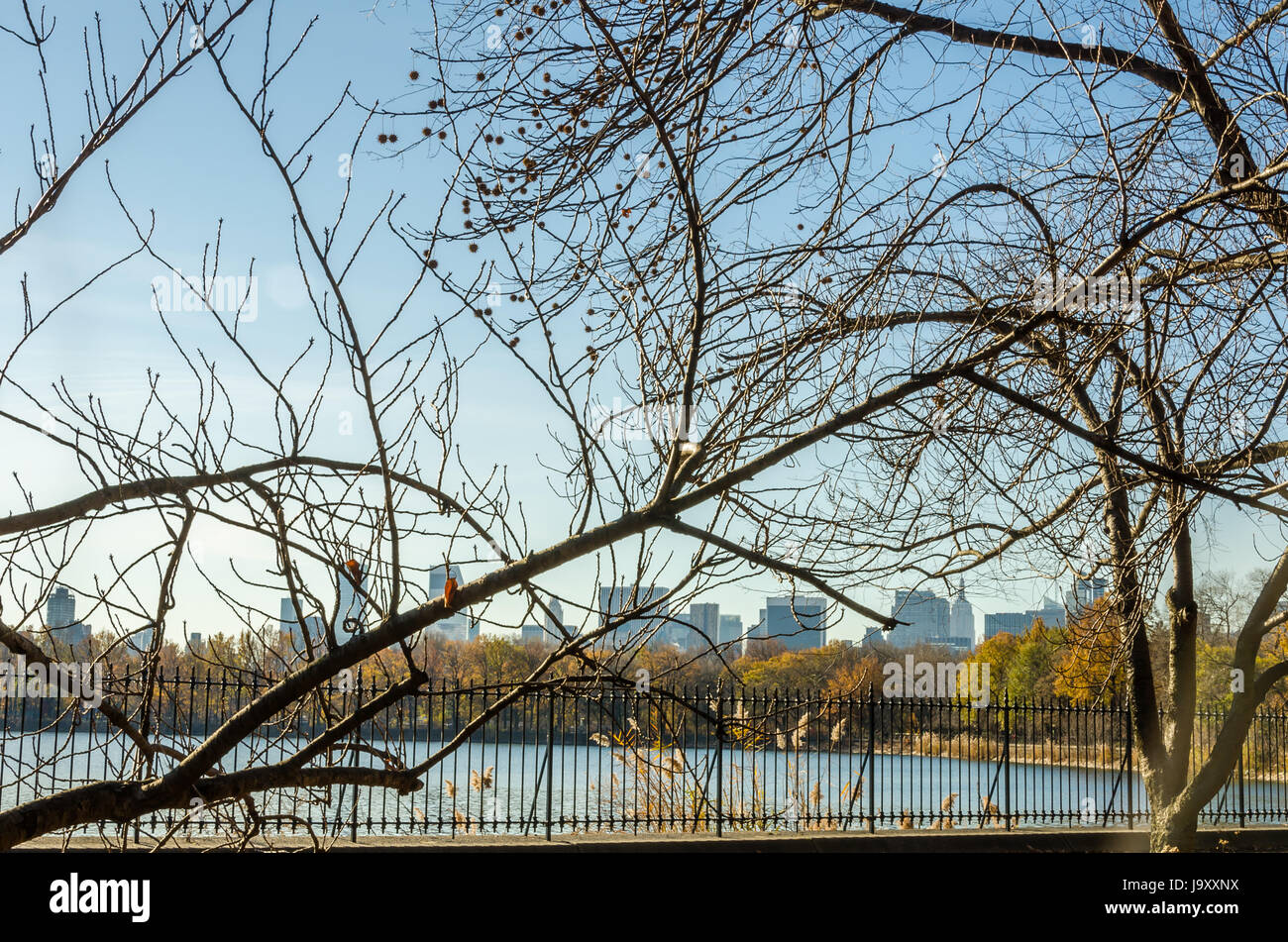 New York City Manhattan Central Park panorama in Autumn with ...
