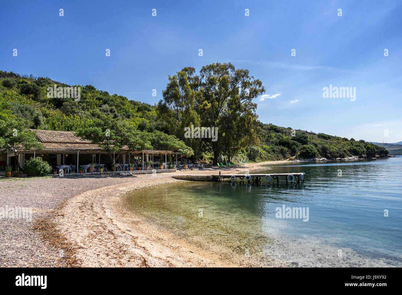 Agios Stefanos a small tourist rsort on the north east coast of Corfu Stock Photo