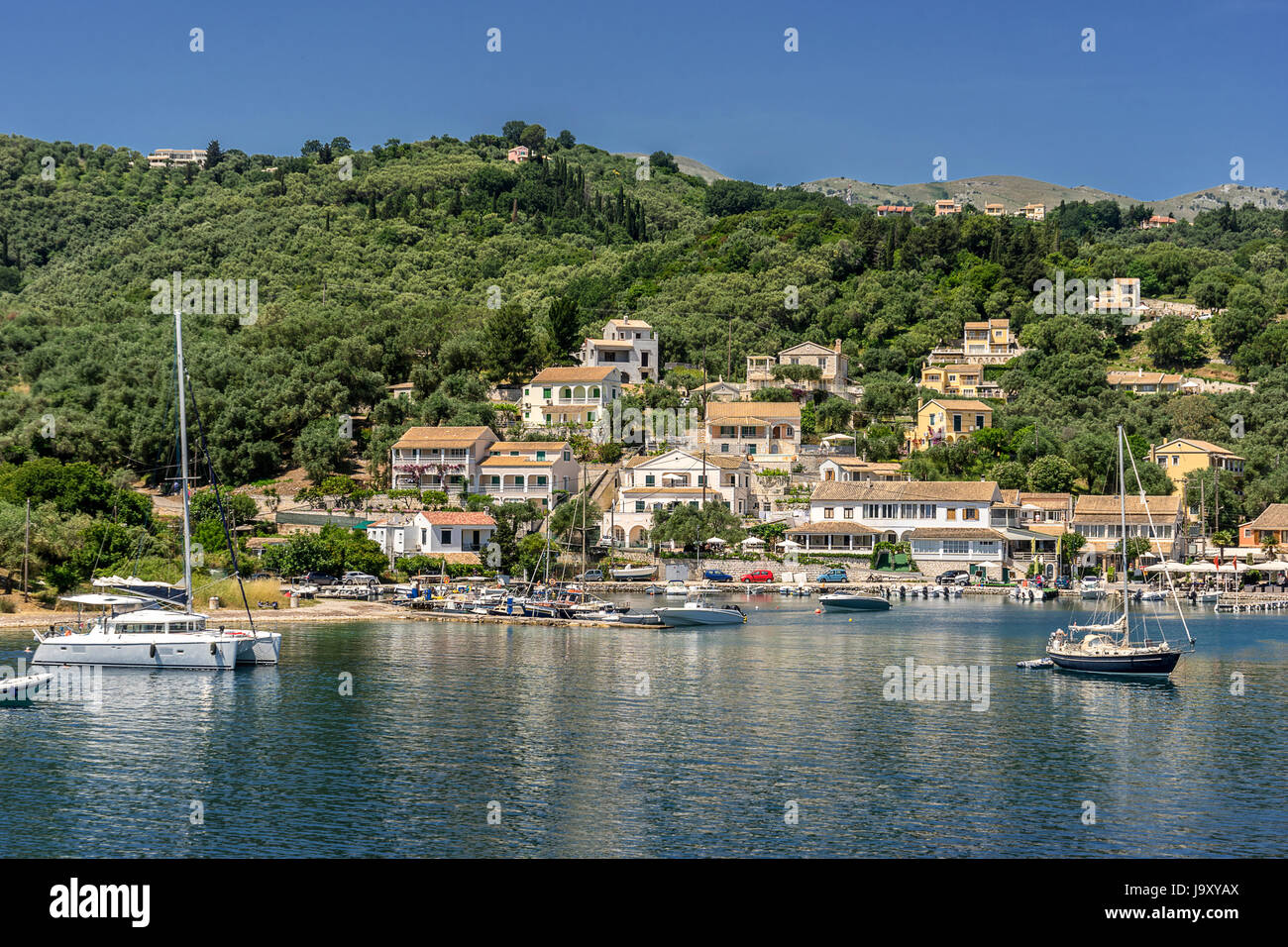 Agios Stefanos a small tourist resort on the north east coast of Corfu Stock Photo