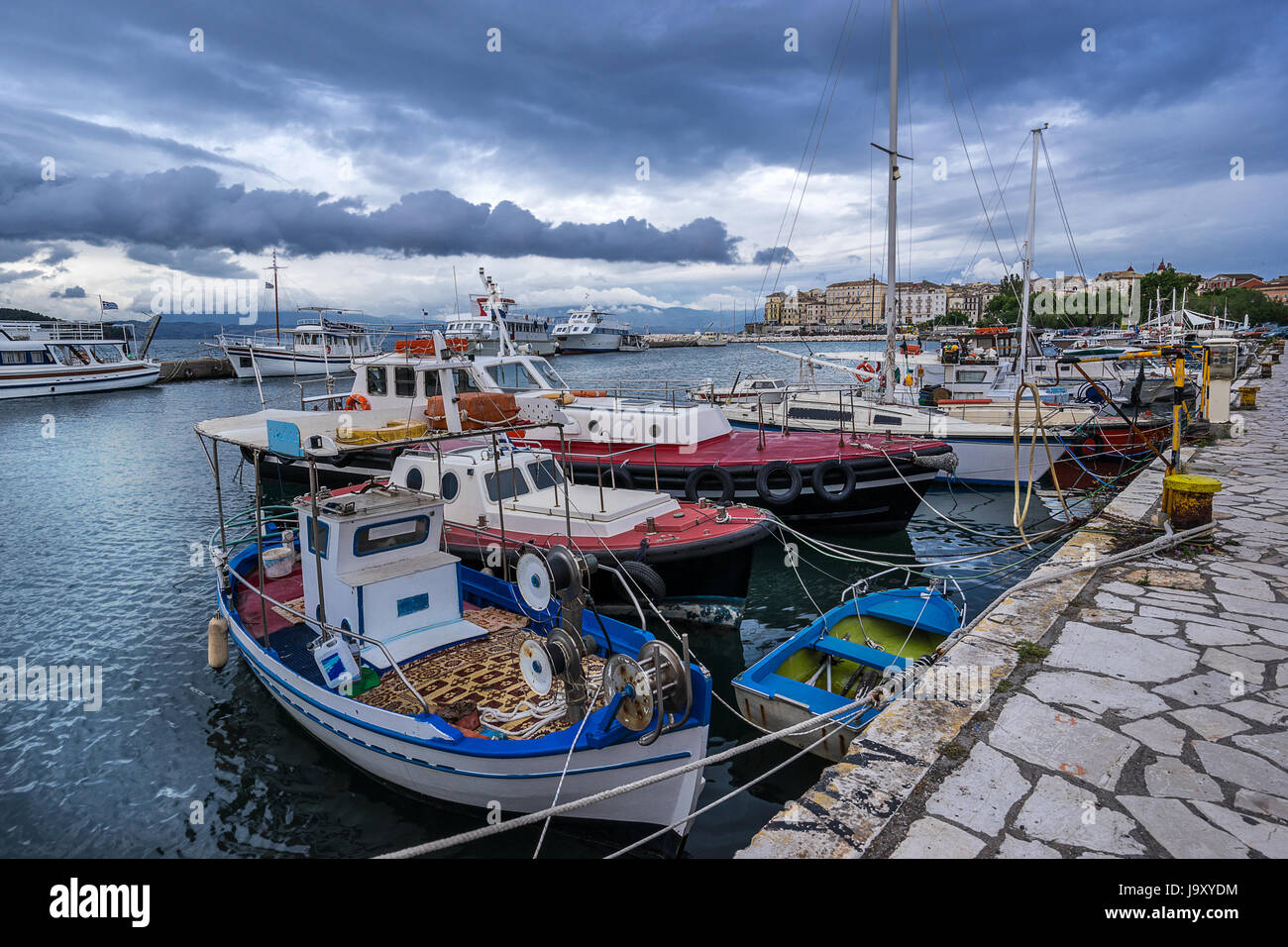 The Old Port of Corfu in Corfu Town Stock Photo