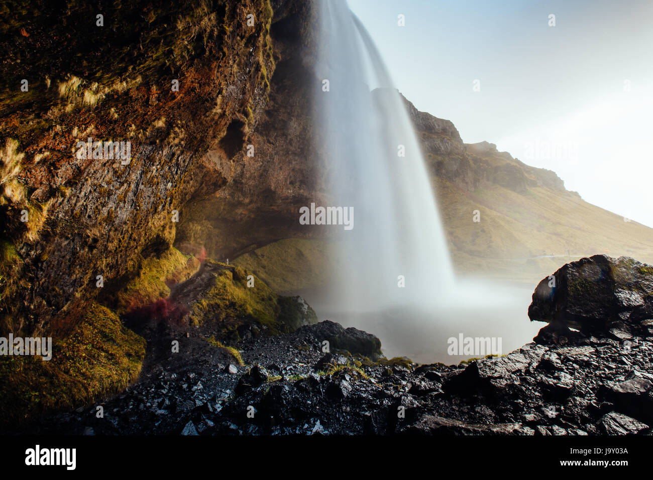 Long exposure of Seljalandsfoss, Iceland. Stock Photo