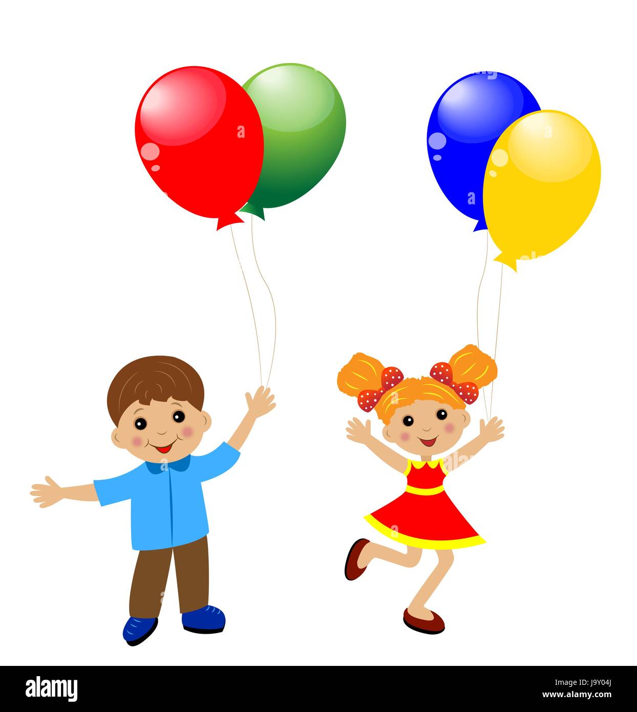 little child with balloon, vector illustration Stock Vector
