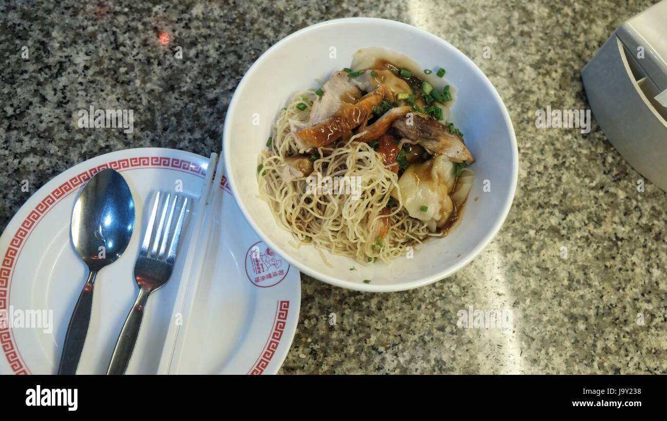 Thai Style Chicken Noodle At Soup Restaurant in Bangkok Thailand Stock