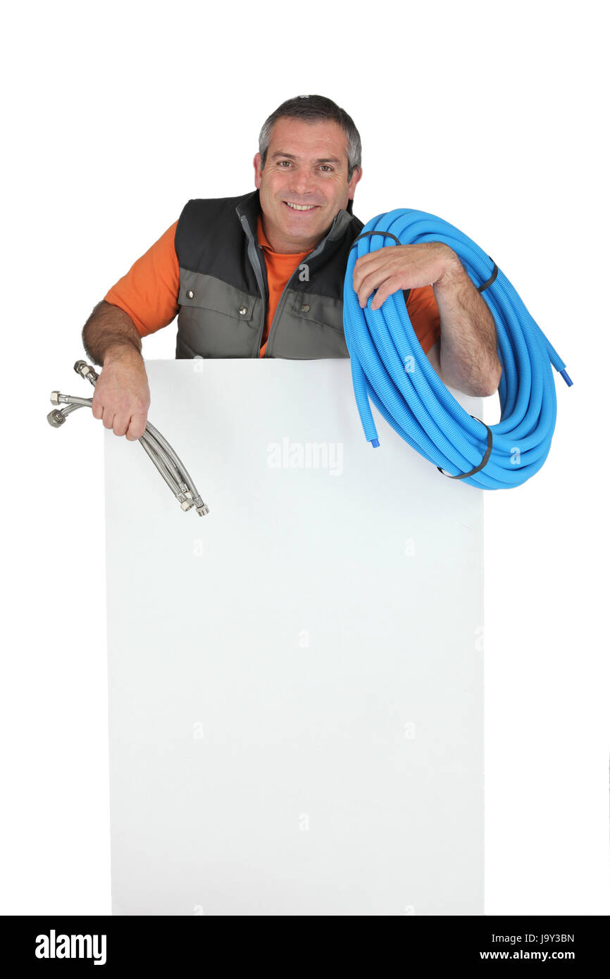 Advert for plumber hires stock photography and images Alamy