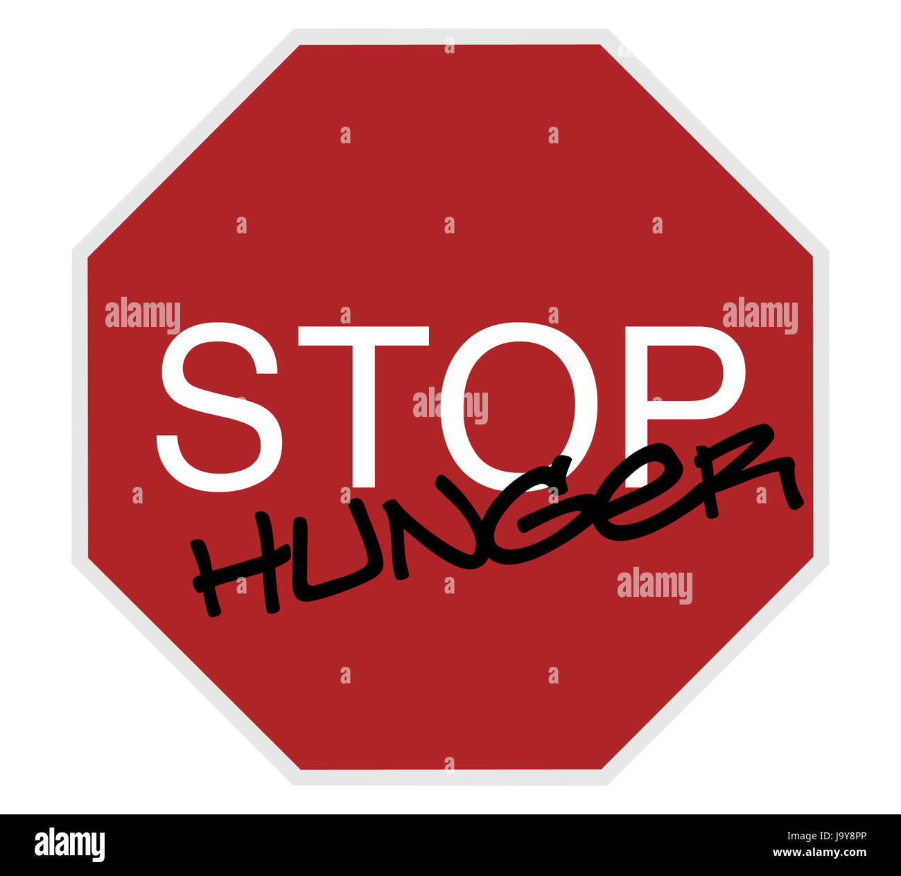 stop sign stop hunger white on red isolated on white Stock Photo Alamy