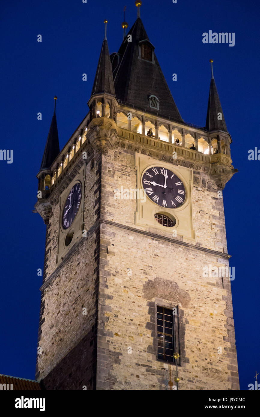 Old town hall tower on the old town square in Prague, Czech Republic Stock Photo