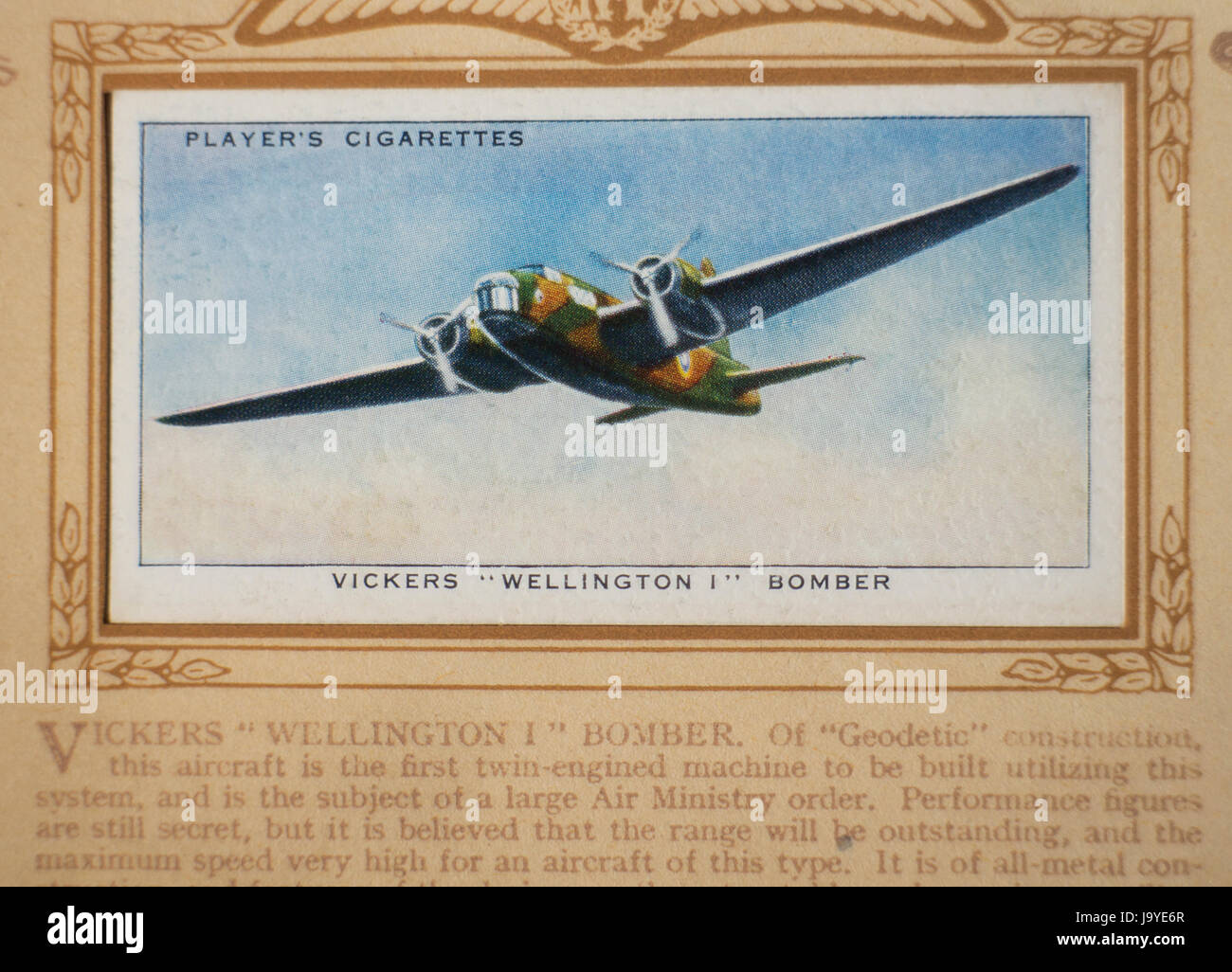 Vicker Wellington Bomber cigarette card in Players 1938 Aircraft of the  Royal Air Force, a series of 50 cards Stock Photo - Alamy