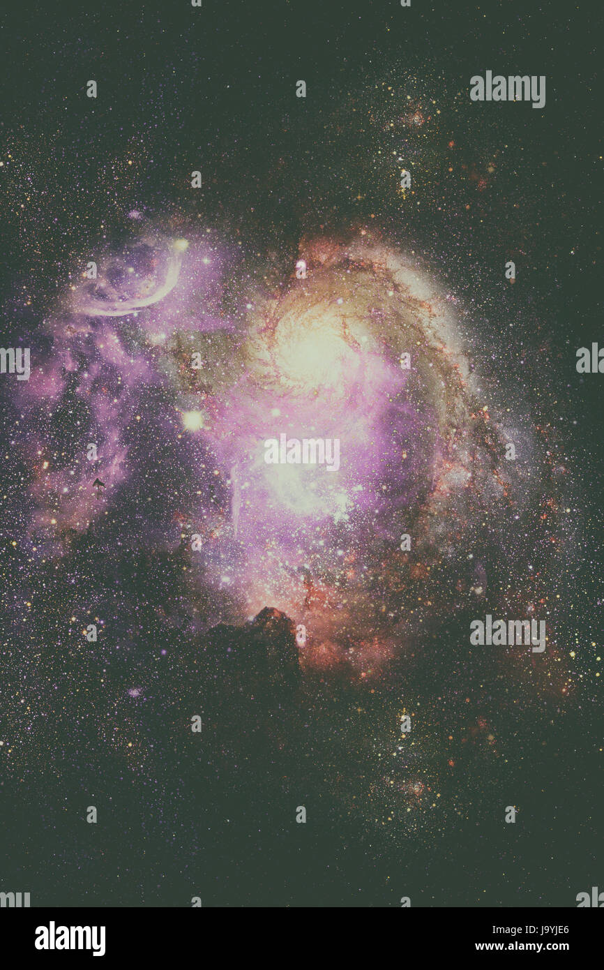 Starry deep outer space - nebula and galaxy Stock Photo - Alamy