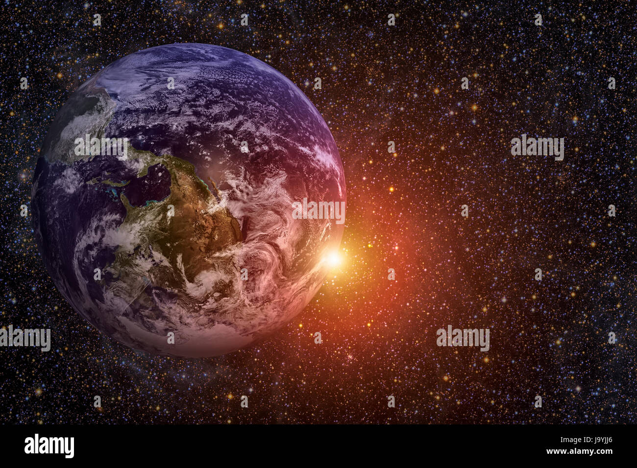 Solar System - Planet Earth. Earth is the largest and densest of the inner  planets. It has one natural satellite, the Moon. Elements of this image fur  Stock Photo - Alamy