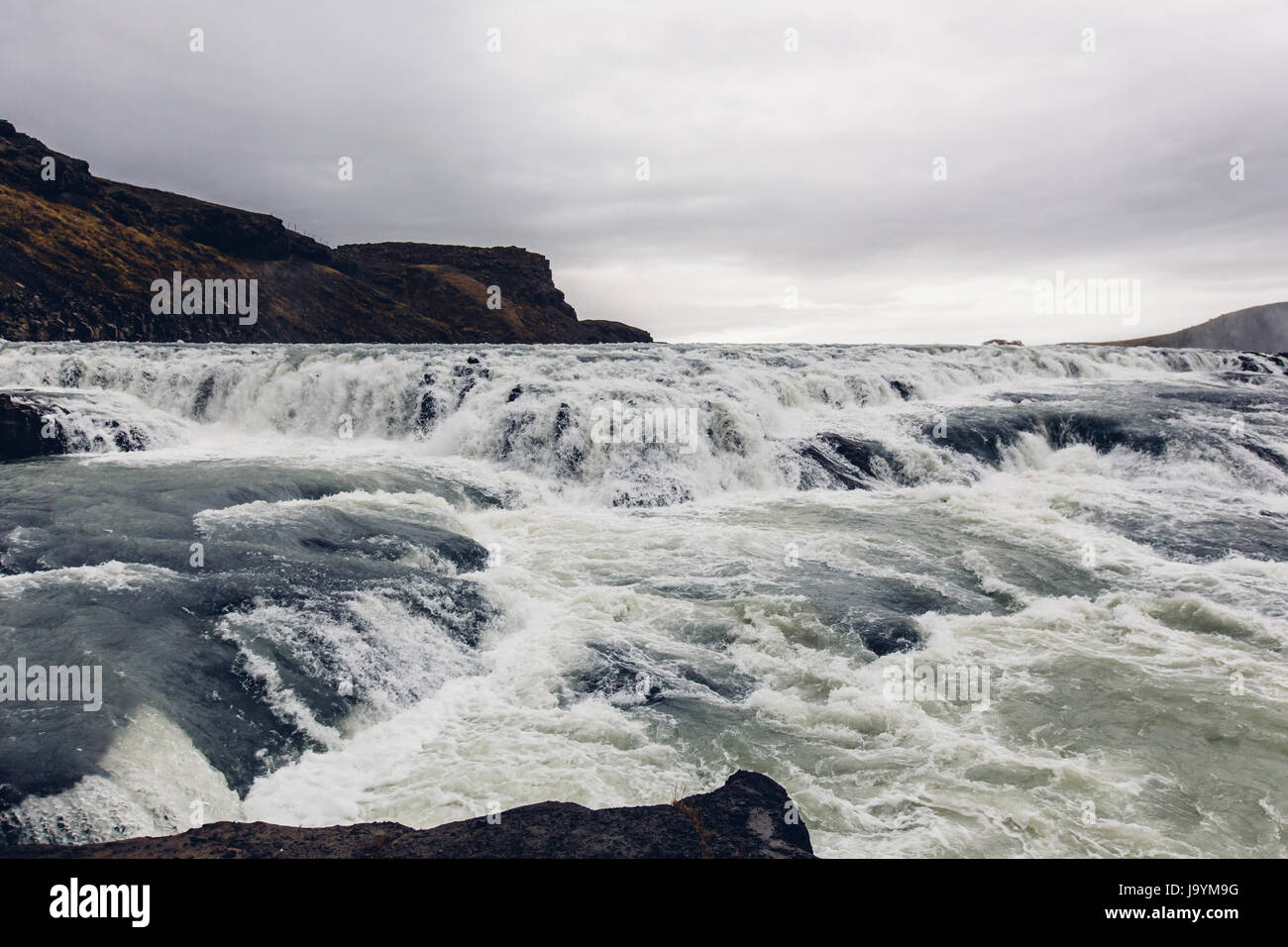 The falls above Gulfoss, Iceland. Stock Photo