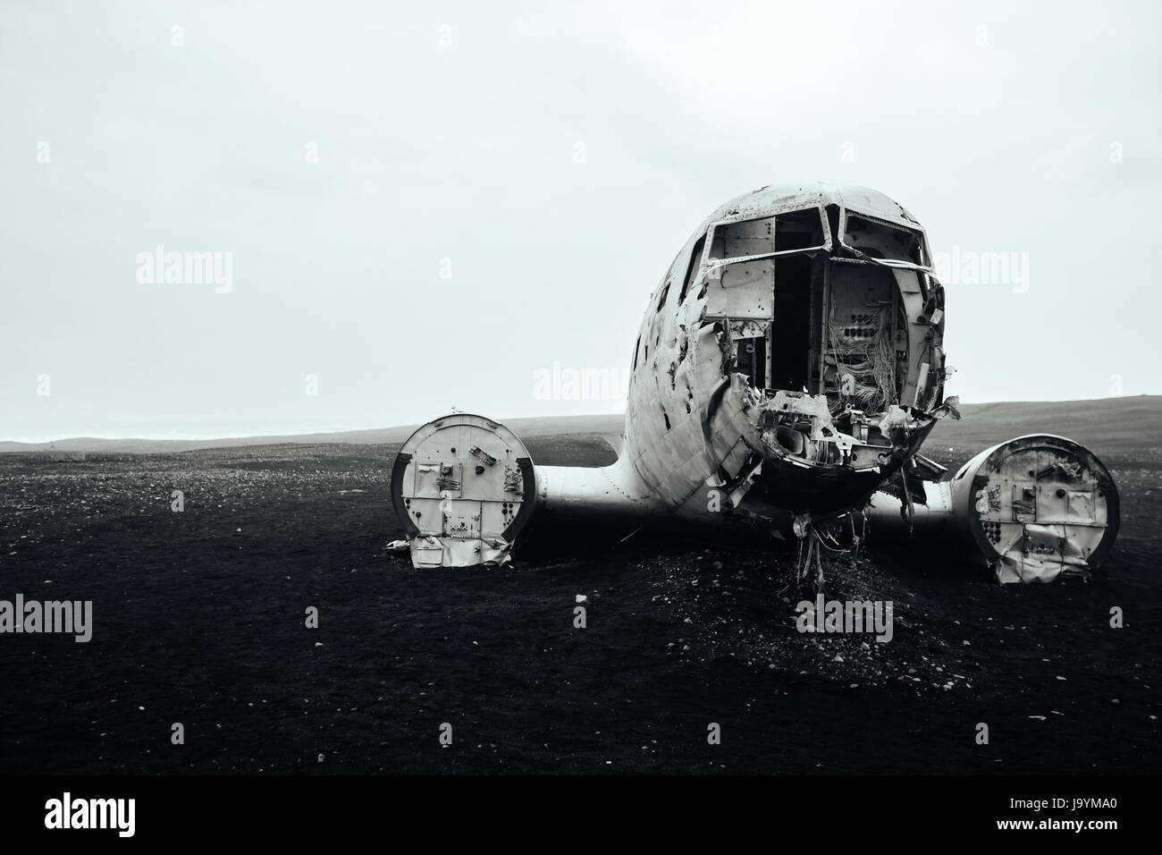 DC-3 plane wreck at Sólheimasandur., Iceland. Stock Photo