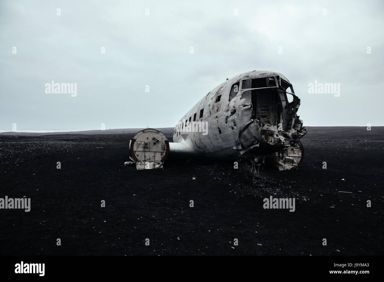 DC-3 plane wreck at Sólheimasandur., Iceland. Stock Photo