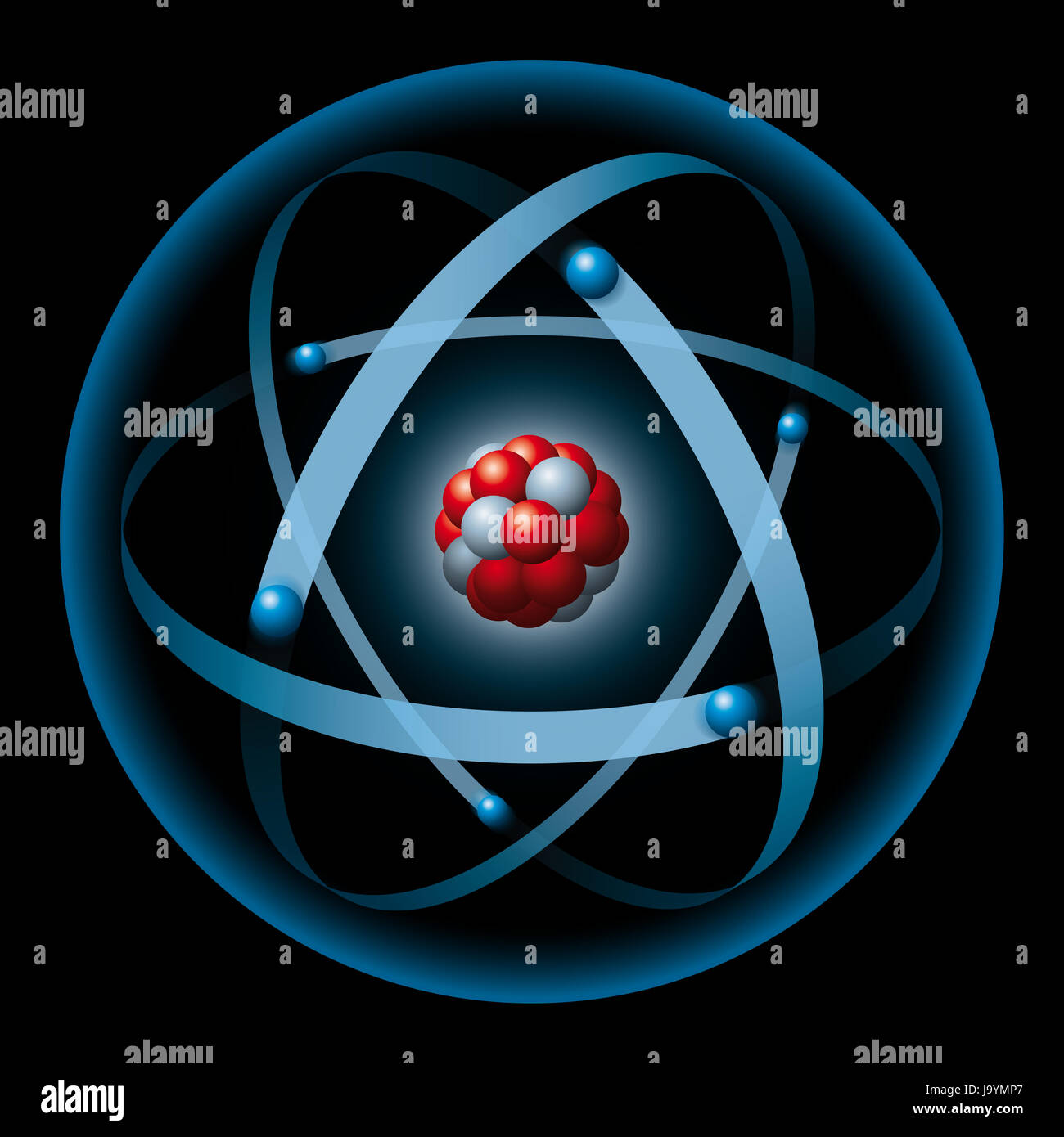 shell, atom, element, neutron, electron, proton, model, blue, shell, energy, Stock Photo