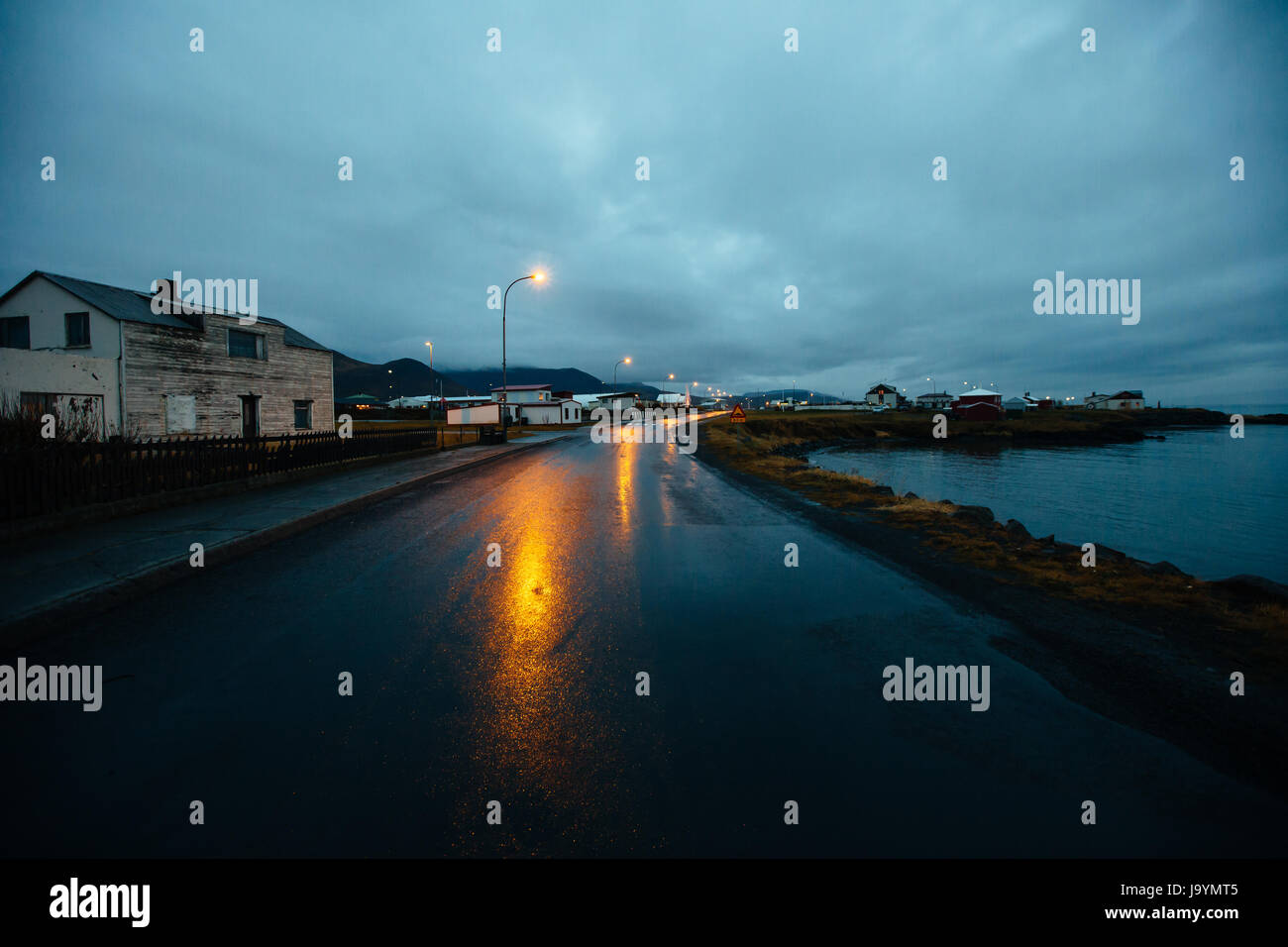 The fishing village of Skagaströnd on the northern coast of Iceland. Stock Photo