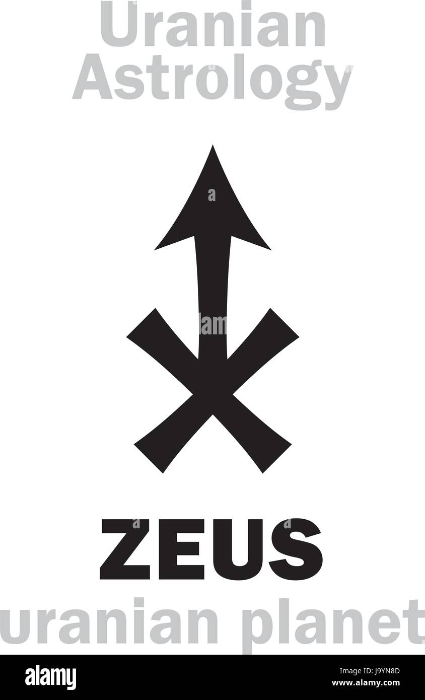 Astrology Alphabet: ZEUS, Uranian planet (trans-neptunian point). Hieroglyphics character sign (single symbol). Stock Vector