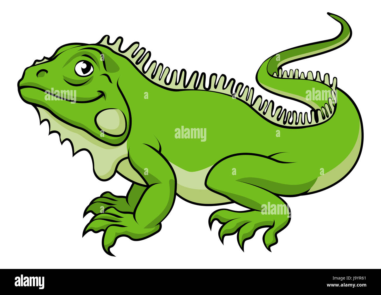 Illustration happy green cartoon iguana hi-res stock photography and images  - Alamy