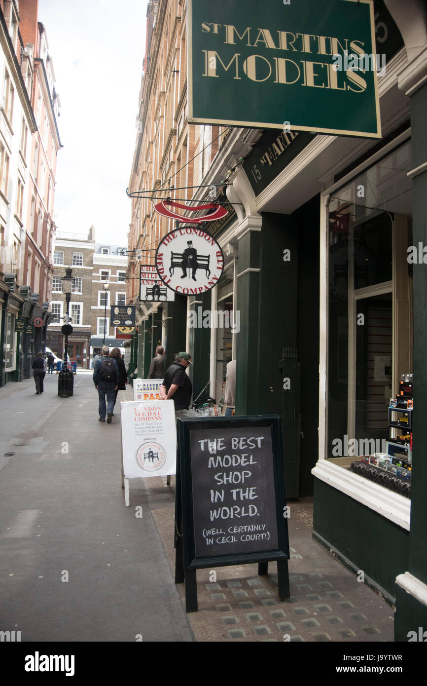 Shops on St. Martin's Lane in Covent Garden Central London Stock Photo