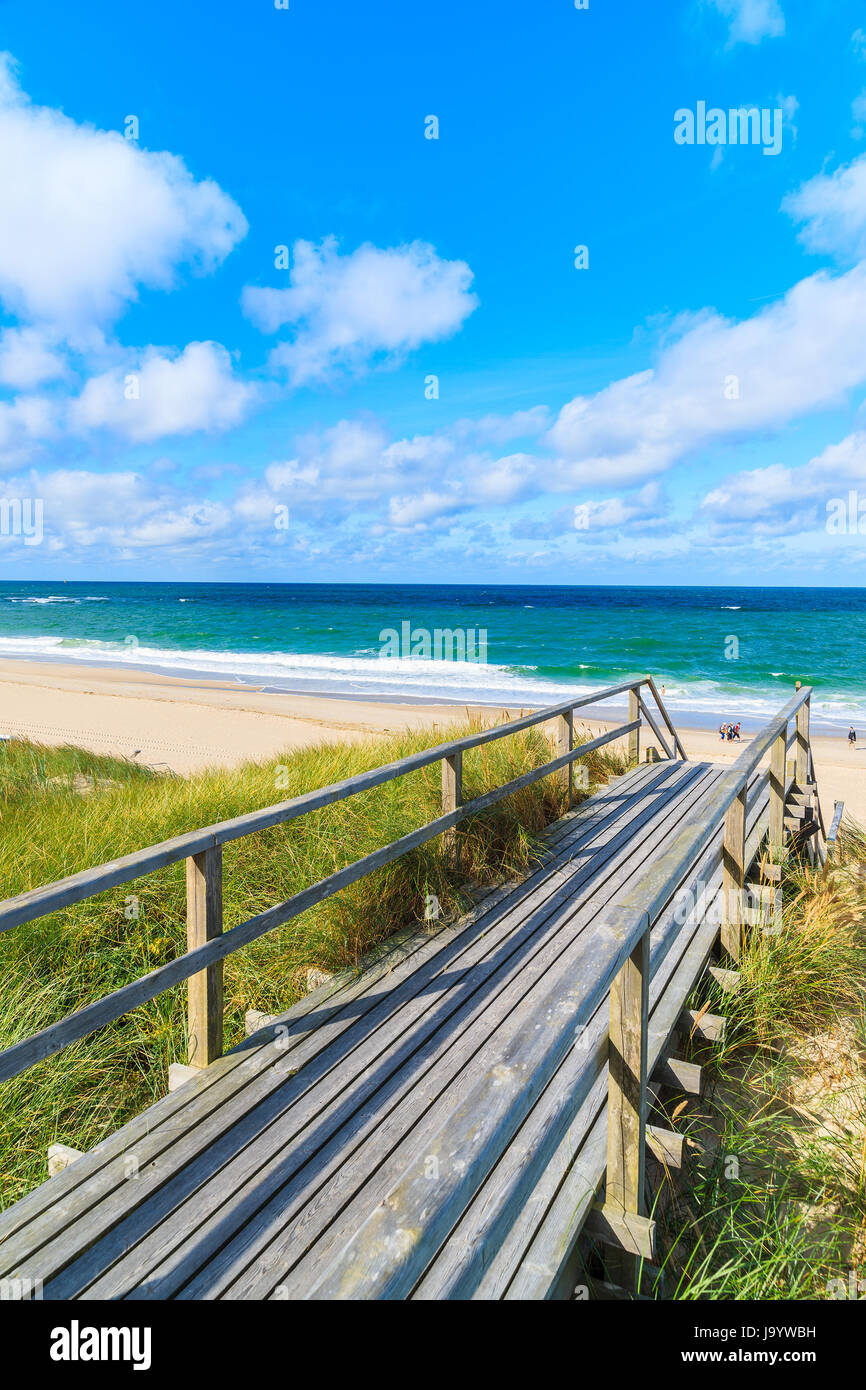 Walkway to beautiful beach in Westerland village on Sylt island, North Sea, Germany Stock Photo