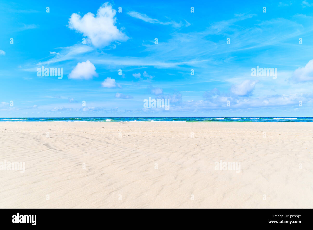 View of sandy beach and sea in Kampen village, Sylt island, North Sea, Germany Stock Photo